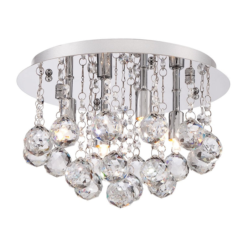 Quoizel Bordeaux w/ Clear Crystal 4 Light Flush Mount, Polished Chrome BRX1614C