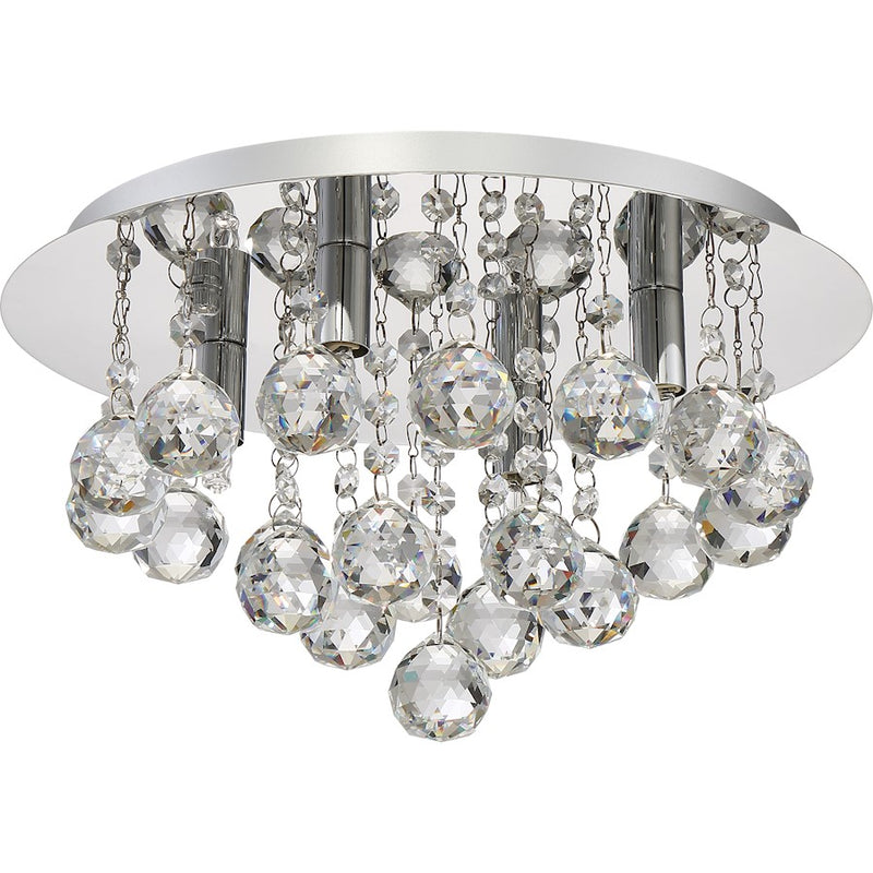 Quoizel Bordeaux w/ Clear Crystal 4 Light Flush Mount, Polished Chrome BRX1614C