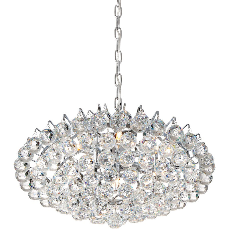 Quoizel Bordeaux With Clear Crystal 7 Light Pendant, Polished Chrome