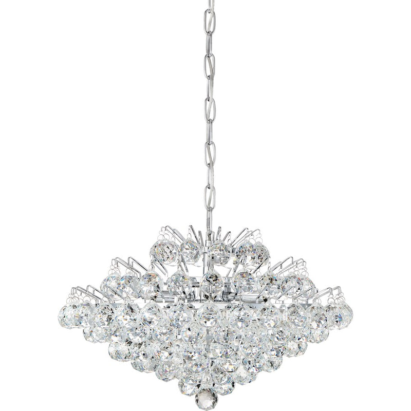 Quoizel Bordeaux With Clear Crystal 7 Light Pendant, Polished Chrome
