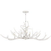Quoizel Brosh 41in 6-Light Island Chandelier | Rustic Antique White Faux Antler Steel | Kitchen Island & Dining Room | Model BSH640AWH