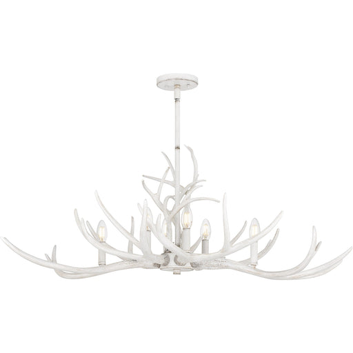 Quoizel Brosh 41in 6-Light Island Chandelier | Rustic Antique White Faux Antler Steel | Kitchen Island & Dining Room | Model BSH640AWH