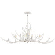 Quoizel Brosh 41in 6-Light Island Chandelier | Rustic Antique White Faux Antler Steel | Kitchen Island & Dining Room | Model BSH640AWH