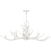 Quoizel Brosh 41in 6-Light Island Chandelier | Rustic Antique White Faux Antler Steel | Kitchen Island & Dining Room | Model BSH640AWH