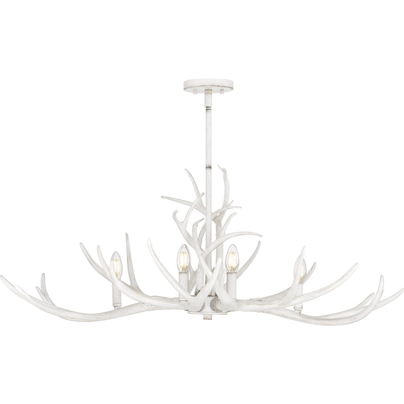 Quoizel Brosh 41in 6-Light Island Chandelier | Rustic Antique White Faux Antler Steel | Kitchen Island & Dining Room | Model BSH640AWH