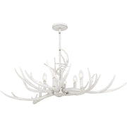 Quoizel Brosh 41in 6-Light Island Chandelier | Rustic Antique White Faux Antler Steel | Kitchen Island & Dining Room | Model BSH640AWH
