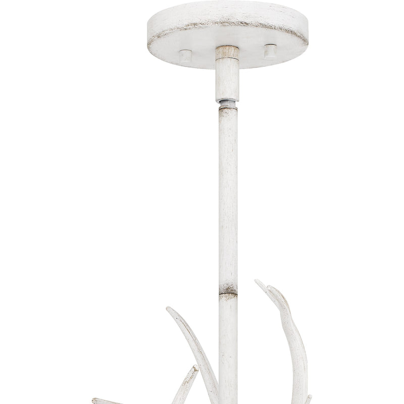 Quoizel Brosh 41in 6-Light Island Chandelier | Rustic Antique White Faux Antler Steel | Kitchen Island & Dining Room | Model BSH640AWH