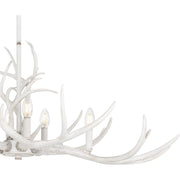 Quoizel Brosh 41in 6-Light Island Chandelier | Rustic Antique White Faux Antler Steel | Kitchen Island & Dining Room | Model BSH640AWH