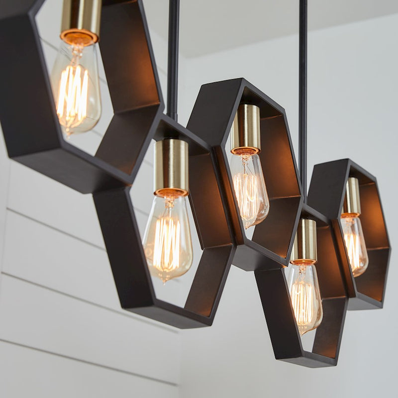 Quoizel Bismarck 40in 5-Light Island Chandelier | Modern Earth Black Steel | Kitchen Island & Dining Room | 40 x 2.5 x 13 in | Model BSK540EK