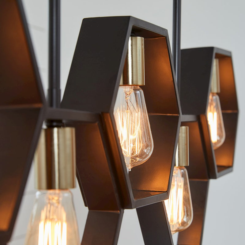Quoizel Bismarck 40in 5-Light Island Chandelier | Modern Earth Black Steel | Kitchen Island & Dining Room | 40 x 2.5 x 13 in | Model BSK540EK