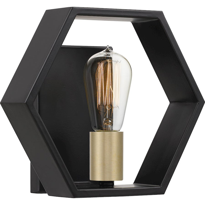 Quoizel Bismarck 10in 1-Light Wall Sconce | Modern Earth Black Steel | Bedroom & Hallway Accent Light | 10 x 4.5 x 8.75 in | Model BSK8701EK