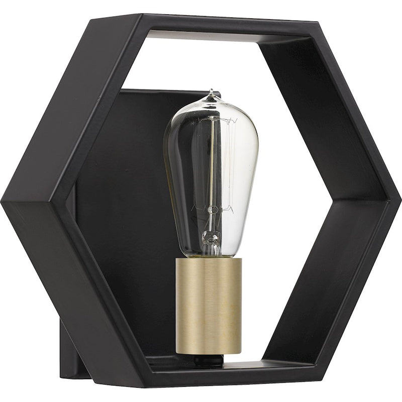 Quoizel Bismarck 10in 1-Light Wall Sconce | Modern Earth Black Steel | Bedroom & Hallway Accent Light | 10 x 4.5 x 8.75 in | Model BSK8701EK