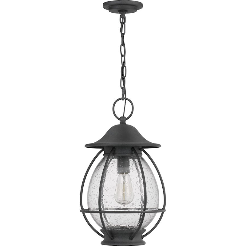 Quoizel Boston 1 Light Outdoor Hanging Lantern, Mottled Black