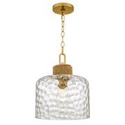 Quoizel Baltic 12in 1-Light Pendant | Coastal Brushed Gold and Clear Water Glass | Kitchen Island & Dining Room | Model BTC1512BRG