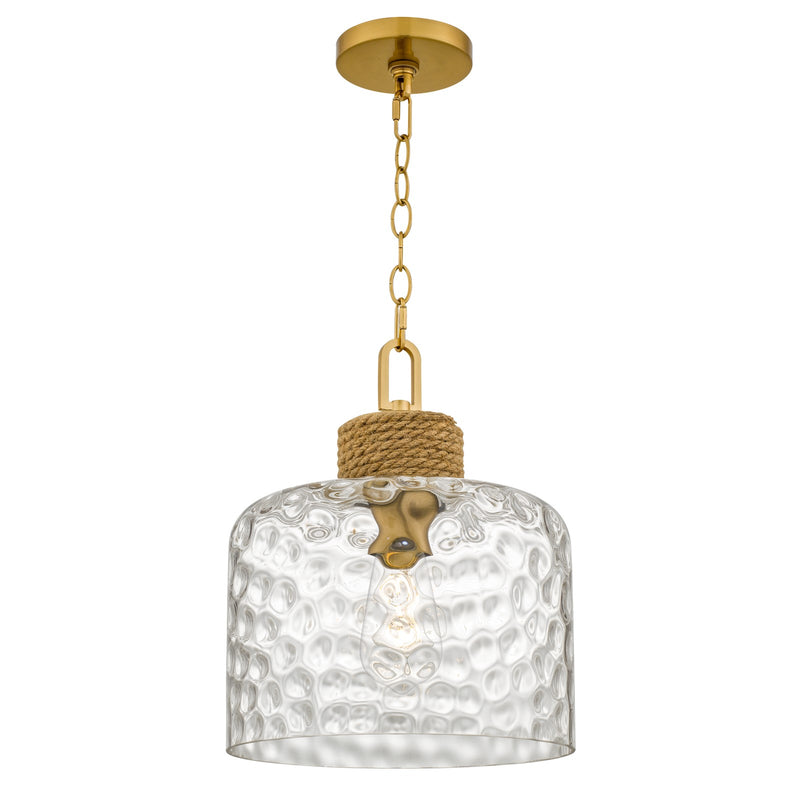Quoizel Baltic 12in 1-Light Pendant | Coastal Brushed Gold and Clear Water Glass | Kitchen Island & Dining Room | Model BTC1512BRG