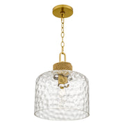 Quoizel Baltic 12in 1-Light Pendant | Coastal Brushed Gold and Clear Water Glass | Kitchen Island & Dining Room | Model BTC1512BRG