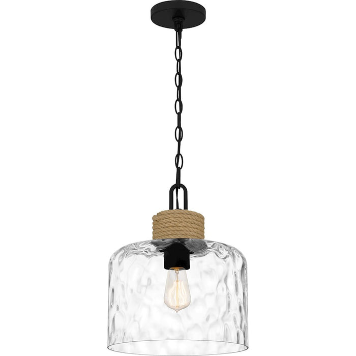 Quoizel Baltic 1 Light Mini Pendant, Matte Black/Clear Water