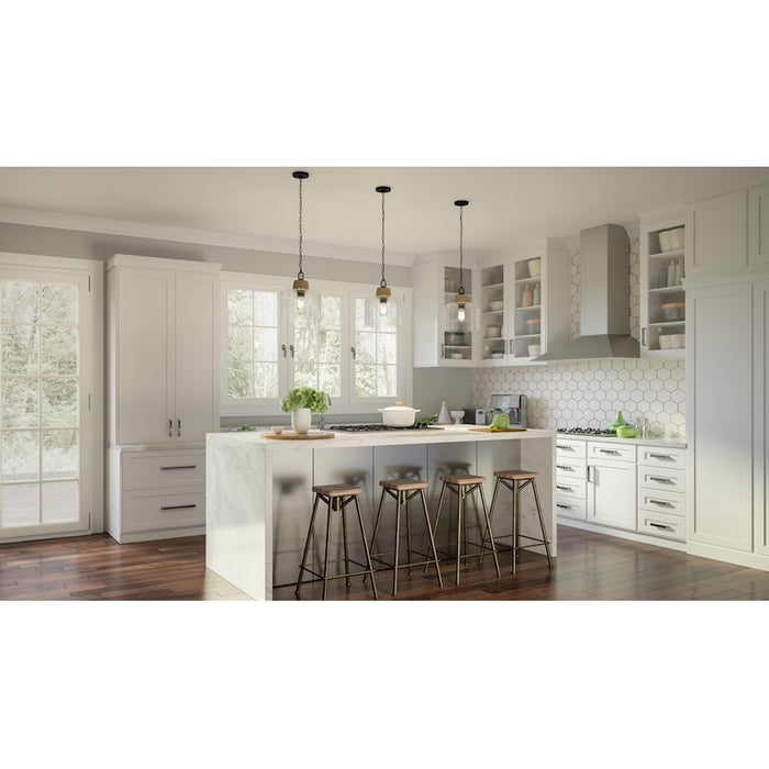 Quoizel Baltic 1 Light Mini Pendant, Matte Black/Clear Water