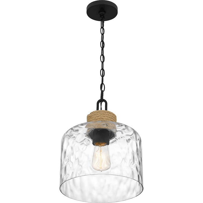 Quoizel Baltic 1 Light Mini Pendant, Matte Black/Clear Water