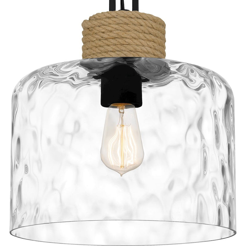 Quoizel Baltic 1 Light Mini Pendant, Matte Black/Clear Water