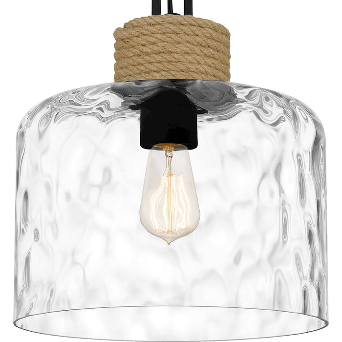 Quoizel Baltic 1 Light Mini Pendant, Matte Black/Clear Water