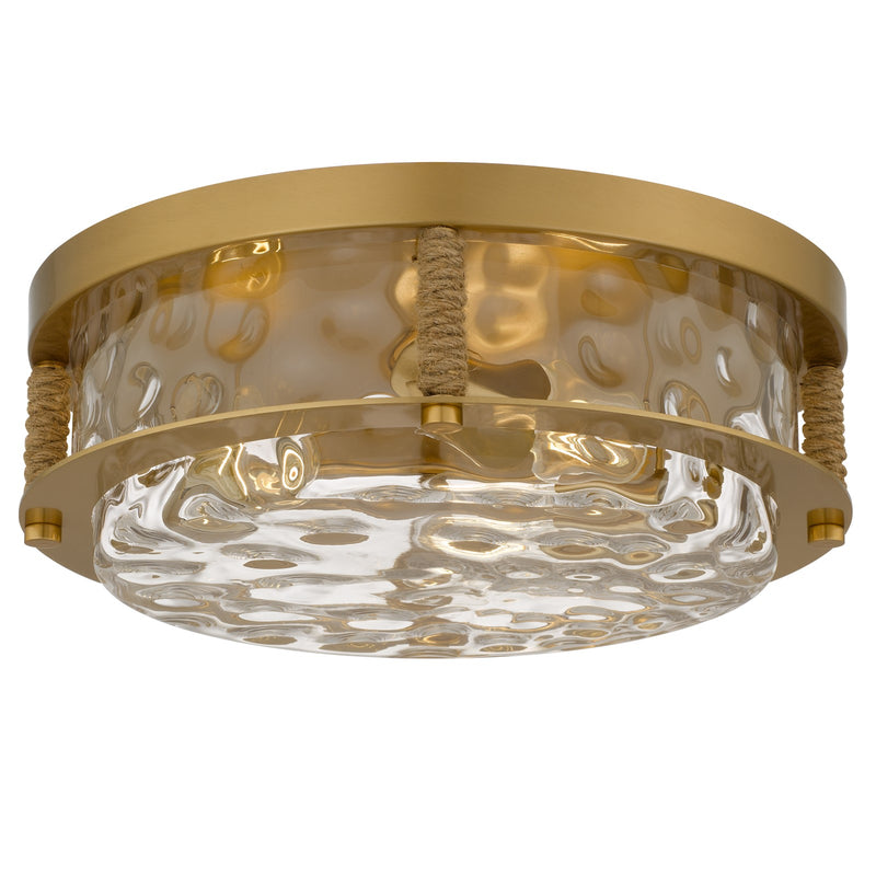 Quoizel Baltic 16in 3-Light Flush Mount | Coastal Brushed Gold and Clear Water Glass | Bedroom & Hallway | 15.75 x 15.75 x 5.5 in | Model BTC1616BRG