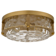 Quoizel Baltic 16in 3-Light Flush Mount | Coastal Brushed Gold and Clear Water Glass | Bedroom & Hallway | 15.75 x 15.75 x 5.5 in | Model BTC1616BRG