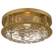 Quoizel Baltic 16in 3-Light Flush Mount | Coastal Brushed Gold and Clear Water Glass | Bedroom & Hallway | 15.75 x 15.75 x 5.5 in | Model BTC1616BRG