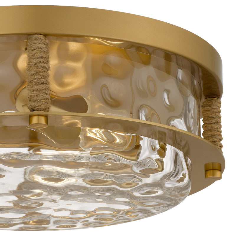 Quoizel Baltic 16in 3-Light Flush Mount | Coastal Brushed Gold and Clear Water Glass | Bedroom & Hallway | 15.75 x 15.75 x 5.5 in | Model BTC1616BRG