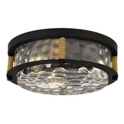 Quoizel Baltic 3Lt Flush Mount, Matte Black/Clear Water Glass - BTC1616MBK