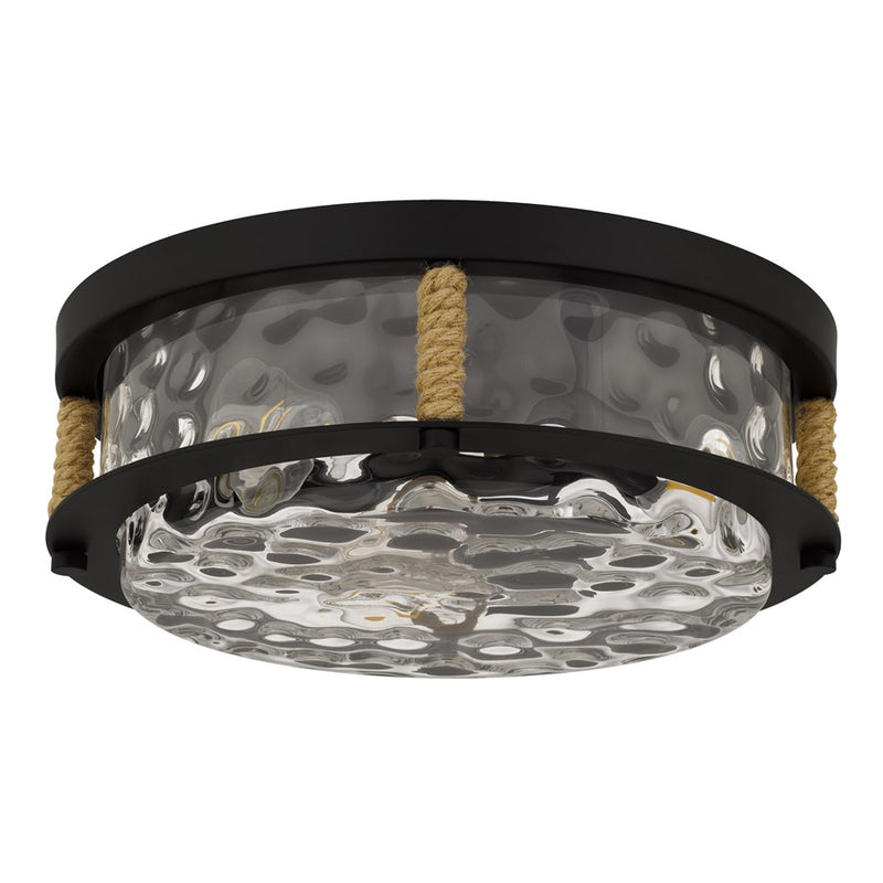 Quoizel Baltic 3Lt Flush Mount, Matte Black/Clear Water Glass