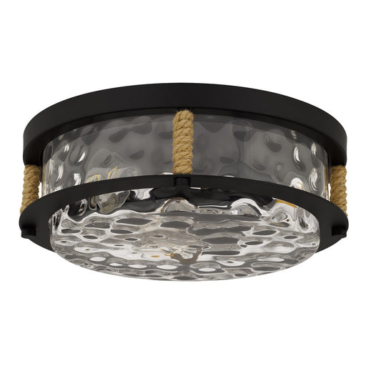 Quoizel Baltic 3Lt Flush Mount, Matte Black/Clear Water Glass