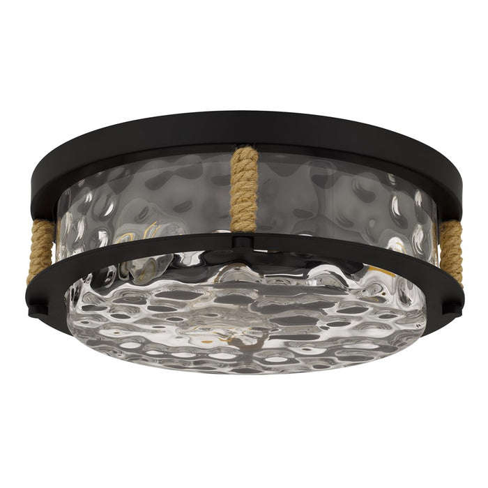 Quoizel Baltic 3Lt Flush Mount, Matte Black/Clear Water Glass