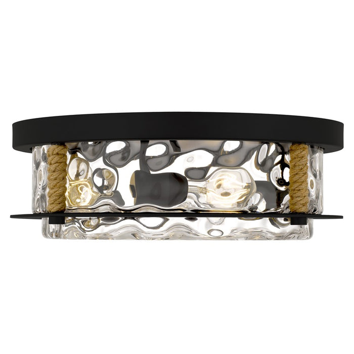 Quoizel Baltic 3Lt Flush Mount, Matte Black/Clear Water Glass
