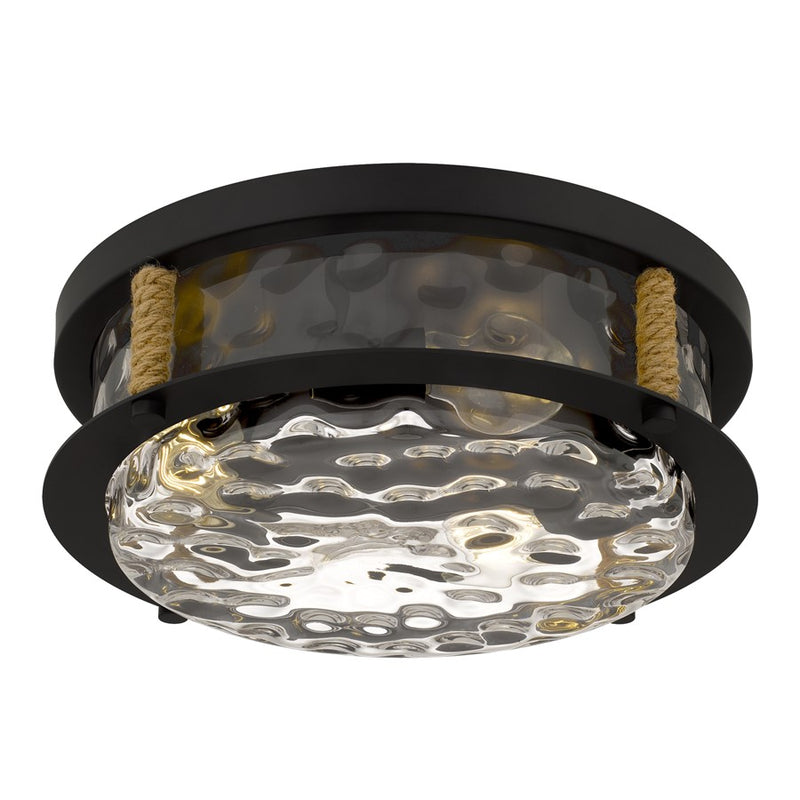Quoizel Baltic 3Lt Flush Mount, Matte Black/Clear Water Glass