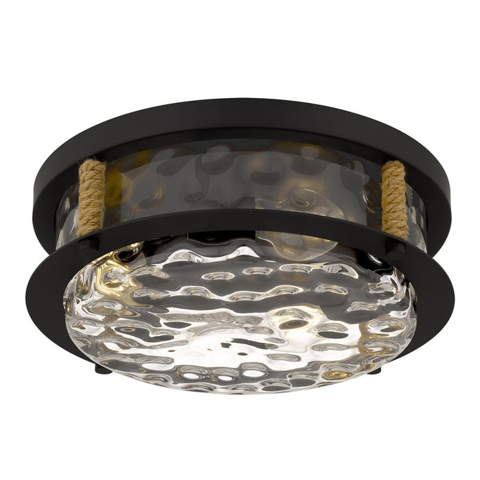 Quoizel Baltic 3Lt Flush Mount, Matte Black/Clear Water Glass