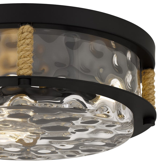 Quoizel Baltic 3Lt Flush Mount, Matte Black/Clear Water Glass