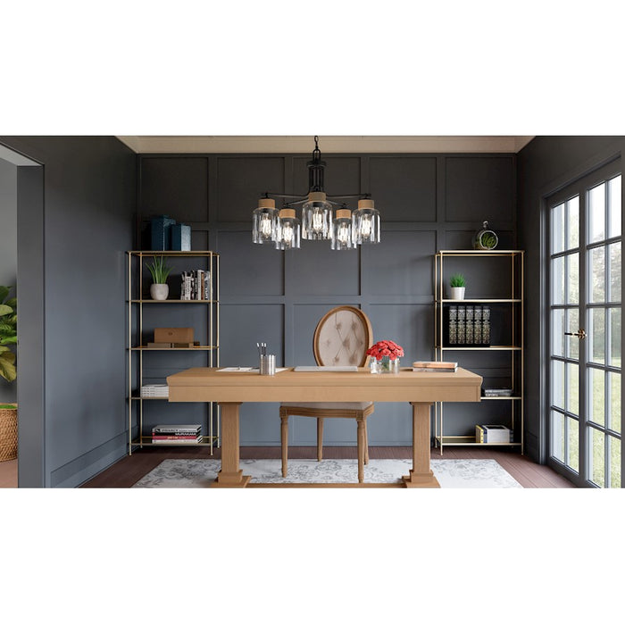 Quoizel Baltic 5 Light Chandelier, Matte Black/Clear Water