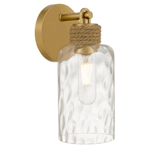 Quoizel Baltic 12in 1-Light Wall Sconce | Coastal Brushed Gold and Clear Water Glass | Bedroom & Hallway | 4.75 x 5.75 x 11.75 in | Model BTC8605BRG