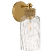 Quoizel Baltic 12in 1-Light Wall Sconce | Coastal Brushed Gold and Clear Water Glass | Bedroom & Hallway | 4.75 x 5.75 x 11.75 in | Model BTC8605BRG