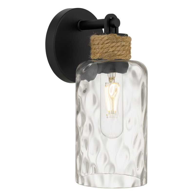 Quoizel Baltic 1Lt Wall Sconce, Matte Black/Clear Water Glass - BTC8605MBK