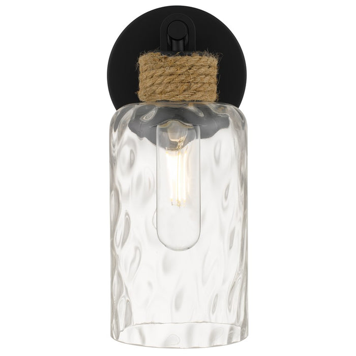 Quoizel Baltic 1Lt Wall Sconce, Matte Black/Clear Water Glass