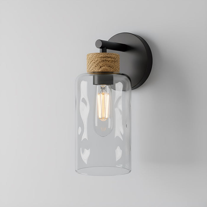 Quoizel Baltic 1Lt Wall Sconce, Matte Black/Clear Water Glass