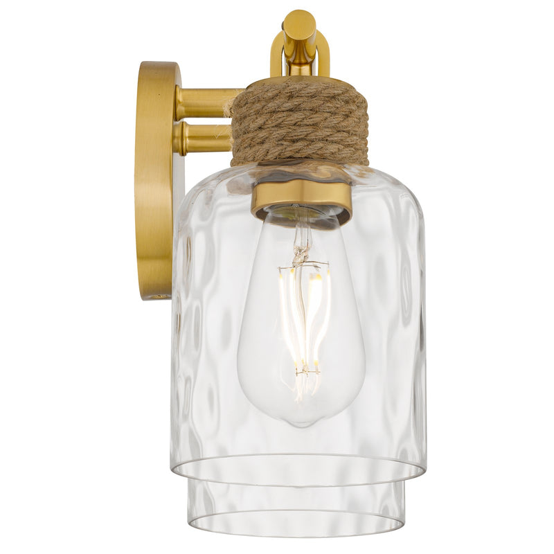 Quoizel Baltic 14in 2-Light Vanity Light | Coastal Brushed Gold and Clear Water Glass | Bathroom Vanity | 14.5 x 5.75 x 9.25 in | Model BTC8614BRG