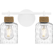Quoizel Baltic 2Light Bath Light, Matte White/Clear Water Glass - BTC8614W