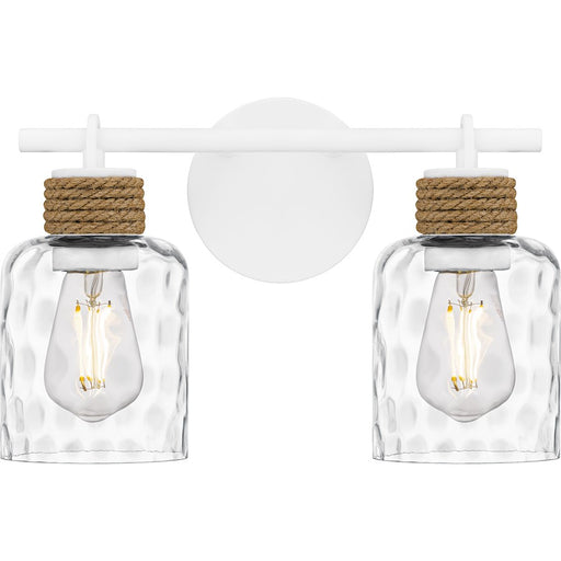 Quoizel Baltic 2Light Bath Light, Matte White/Clear Water Glass - BTC8614W