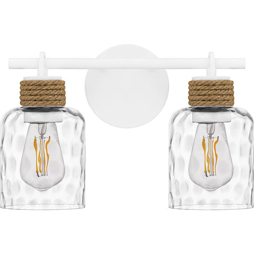 Quoizel Baltic 2Light Bath Light, Matte White/Clear Water Glass