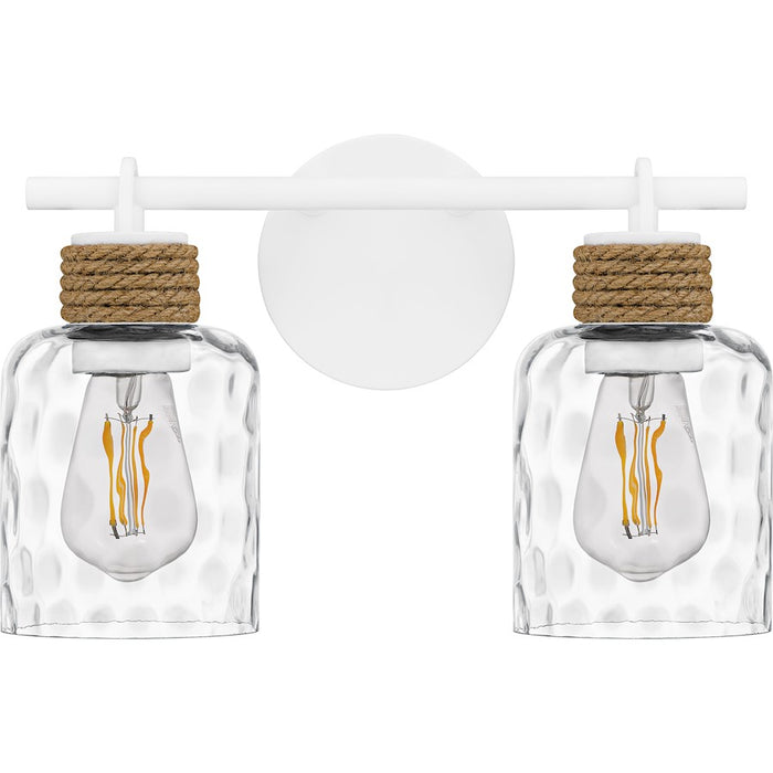 Quoizel Baltic 2Light Bath Light, Matte White/Clear Water Glass