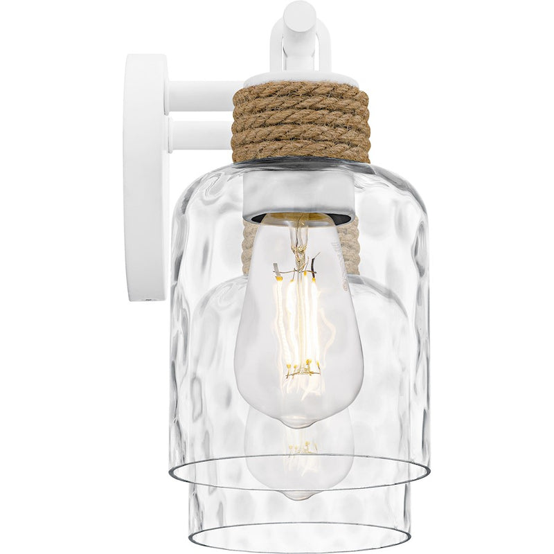 Quoizel Baltic 2Light Bath Light, Matte White/Clear Water Glass