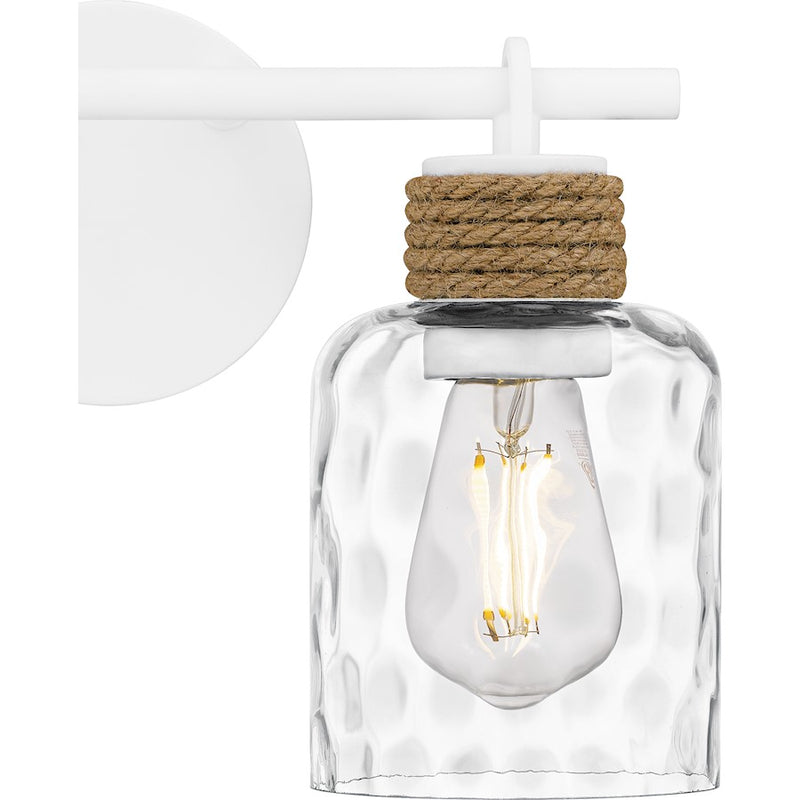 Quoizel Baltic 2Light Bath Light, Matte White/Clear Water Glass